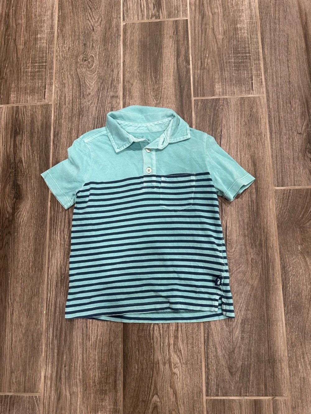 Vineyard Vines Teal and Navy Striped Kids Polo